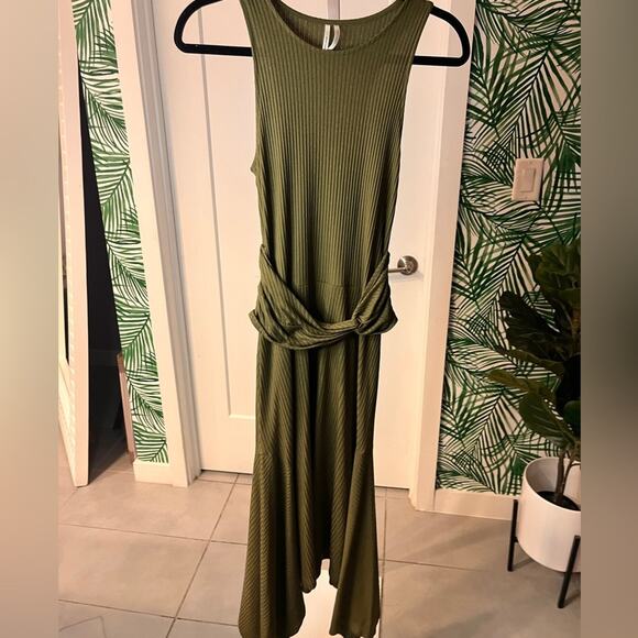 Anthropologie Olive Green Kingsolver Ribbed Midi Dress Small - Picture 4 of 11